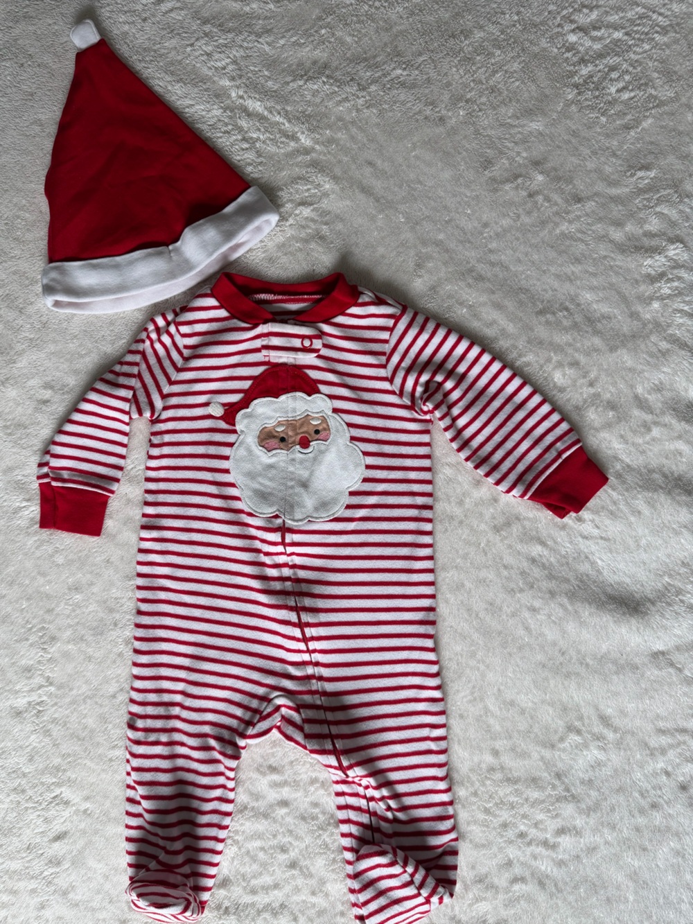 Carter's Red & White Striped Santa Footie with Hat